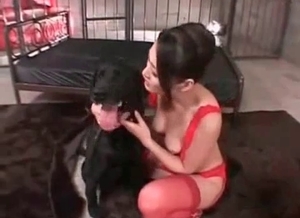 Asian slut is having kinky fun with a black zoophile